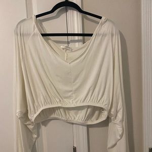 Oversized cropped white long sleeve